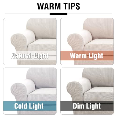 4 Piece Stretch Sofa Covers for 3 Cushion Couch Covers for Living Room Furniture Slipcovers (X-Large / Ivory)