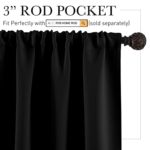 Blackout Curtains for Bedroom Living Dining Room 84 inches Long (Black / 42"W x 84"L (Pack of 2))
