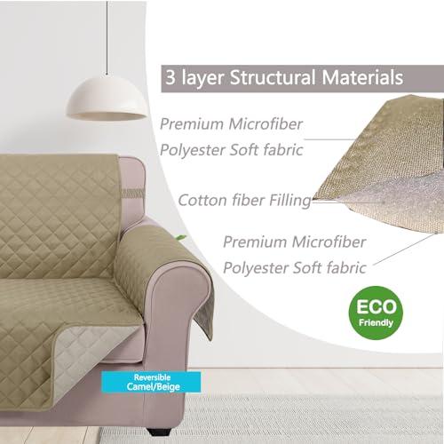 Reversible Recliner Chair Covers (Light Camel/Beige / 28''recliner-oversized)