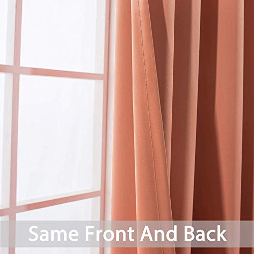 Coral Room Darkening Window Curtains 52x36 Inch for Kitchen (Coral Orange / 52"W x 36"L (Pack of 2))