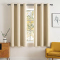 Cream Beige Blackout Bedroom Curtains 63 Inch Long Light Blocking (Cream Beige / 42"W x 63"L (Pack of 2))