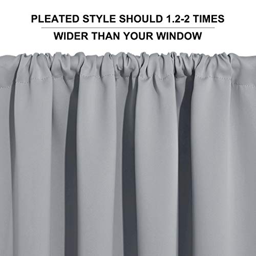 Blackout Curtains for Bedroom Living Room Nursery 63 inches Long (Silver Grey / 42"W x 63"L (Pack of 2))