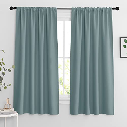 Blackout Curtains for Bedroom Living Room Nursery 63 inches Long (Dusty Blue / 42"W x 63"L (Pack of 2))