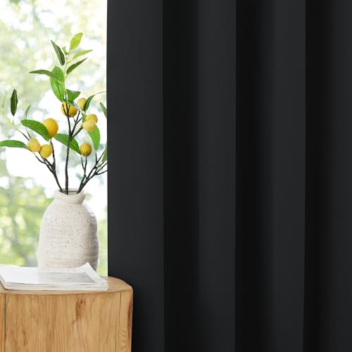 Full Blackout Curtains 96 inch Long for Home Theater (Jet Black / 52"W x 96"L (Pack of 2))