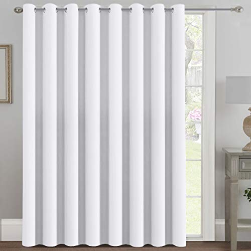 Patio White Curtains 100 x 96 Inches for Sliding Door Extral Wide Blackout Curtain Panels Thermal Insulated Room Divider (100"W x 96"L (Pack of 1) / Pure White)