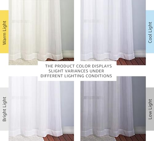 Voile White Sheer Curtains for Bedroom (White / 54"W x 90"L (Pack of 2))