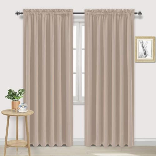 Wide Blackout Curtains for Bedroom Living Room 70 x 84 Inch Long Camel (Camel / 70"W x 84"L (Pack of 2))