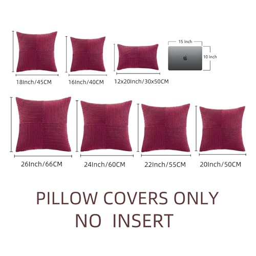 2 Packs Burgundy Red Decorative Throw Pillow Covers 16x16 Inch for Living Room Couch Bed (Burgundy / 16" x 16" (Pack of 2))