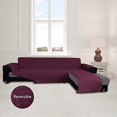 Reversible L Shape Sectional Couch Cover (Small / Wine/Wine)