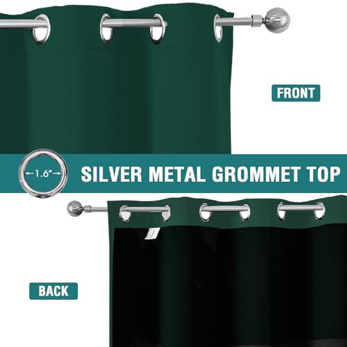 100% Blackout Curtains for Bedroom 84 Inches Long 2 Panels Set (42"W x 84"L (Pack of 2) / Forest Green)