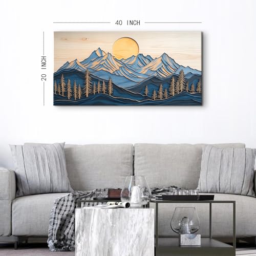 Mountain Wall Art Boho Sunset Forest Wall Decor Abstract Nature Landscape Picture Wilderness Canvas Prints Painting Poster Modern Artwork for Bedroom Living Room Home Decorations 20x40” (40"L x 20"W / Boho01)