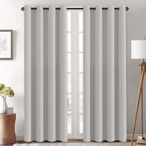 Blackout Curtain for Living Room Thermal Insulated Window Treatment Curtain Extra Long 84 inch Length Energy Saving Solid Grommet Top Blackout Drape (52"W x 90"L (Pack of 1) / Stone)