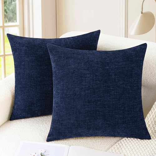 Decorative Couch Throw Pillow Covers 18 X 18 Inches Navy Blue (18" x 18" (Pack of 2) / Navy Blue)