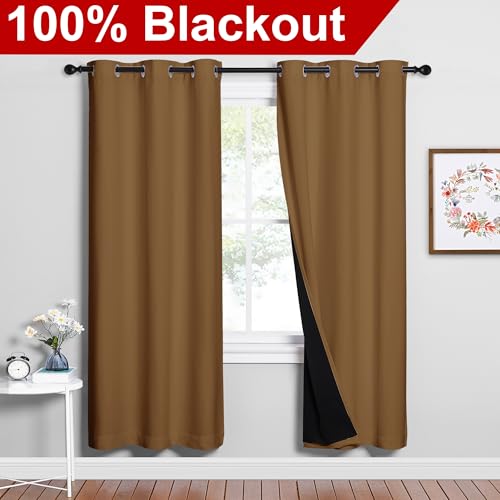 Full Shade Curtain Panels (Gold Brown / 37"W x 70"L (Pack of 2))