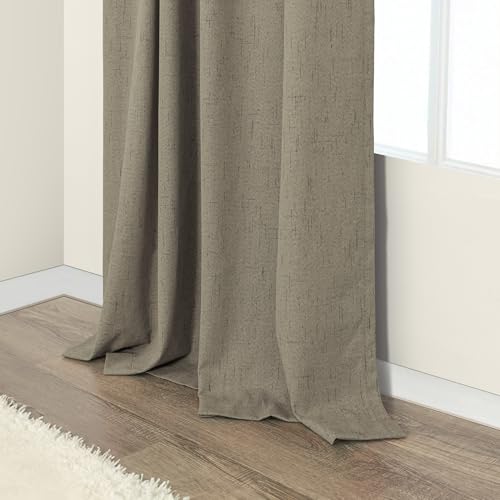 Living Room Curtains 102 Inches Long for 103 Inch Tall Window Drape 100% Blackout Curtains for Bedroom Cold Weather Thermal Insulated Noise Reduction Curtain Farmhouse Style 2 Panels Dark Taupe (Dark Taupe / 52"W x 102"L (Pack of 2))