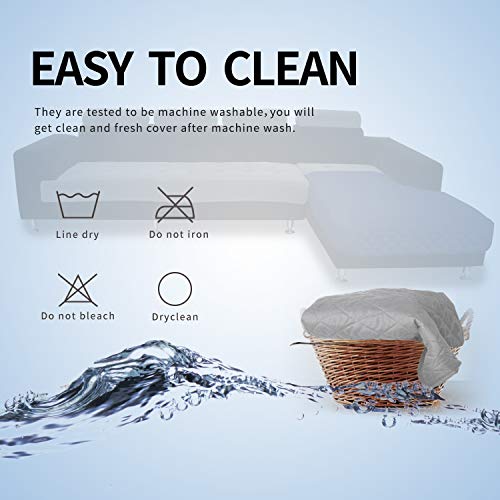 Sectional Couch Covers for Dogs L Shape Sofa Cover Reversible Sofa Slipcover Chaise Lounge Cover Furniture Protector Cover for Pets Dog Cat (42" x 52" / Light Gray/Light Gray)
