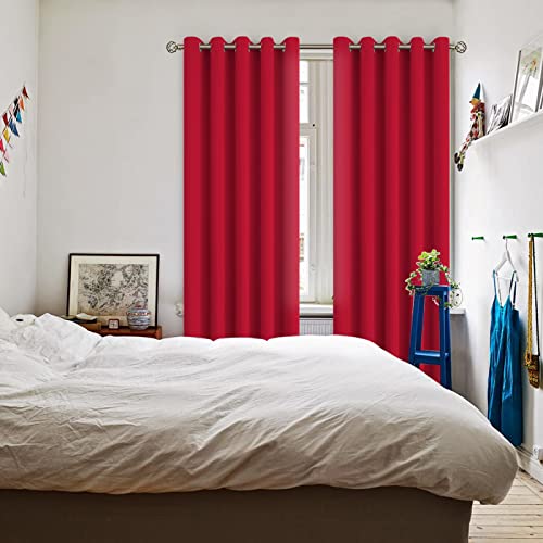 Red Blackout Curtains for Living Room 84 Inch Long (Red / 70"W x 84"L (Pack of 2))