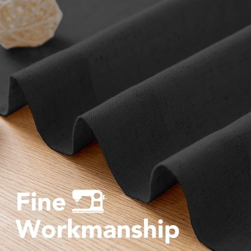Living Room Linen Curtains Home Decorative Nickel Grommet Curtains Privacy Added Energy Saving Light Filtering Window Treatments Panels for Bedroom (52"W x 63"L (Pack of 2) / Heather Black)
