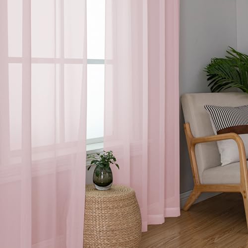 Extra Long Sheer Curtains 96 Inches Long (Blush / 42"W x 96"L (Pack of 2))