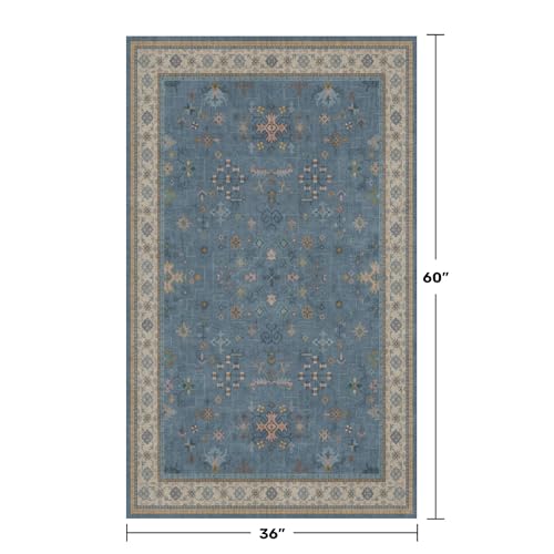 Washable Blue Rugs for Entryway Indoor (3' x 5' (Rectangular) / Dusty Blue)