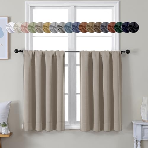 Ava Stone Short 36 Inches Blackout Curtain 2 Panels Set (Stone / 40"W x 36"L (Pack of 2))