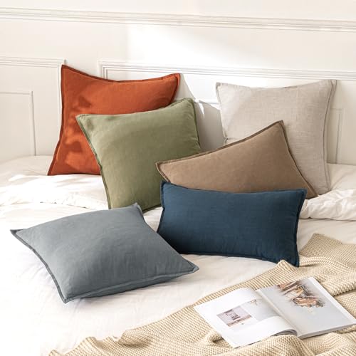 Decorative Linen Pillow Covers 18x18 Inch Burnt Orange (Burnt Orange / 18" x 18" (Pack of 2))