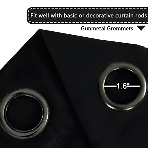 Blackout Patio Curtains 100 x 84 Inches for Sliding Door Extral Wide Blackout Curtain Panels Thermal Insulated Room Divider (100"W x 84"L (Pack of 1) / Jet Black)