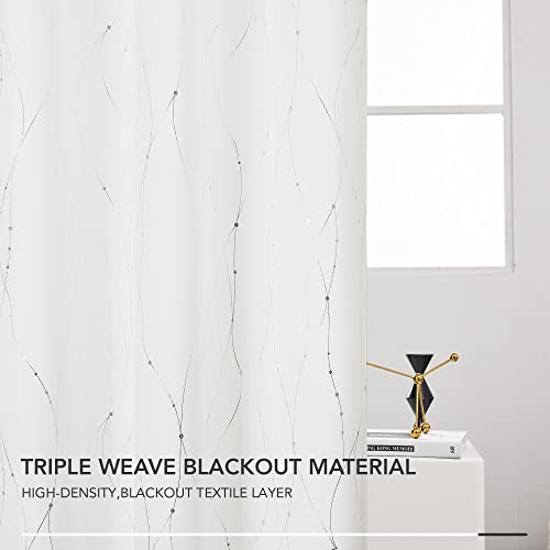 Living Room Curtains 90 Inches Long (Pure White/Wave Dots / 38"W x 90"L (Pack of 2))