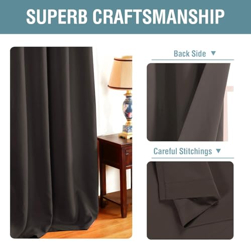 Brown Blackout Curtains for Living Room 120 Inches Length (52"W x 120"L (Pack of 1) / Chocolate Brown)