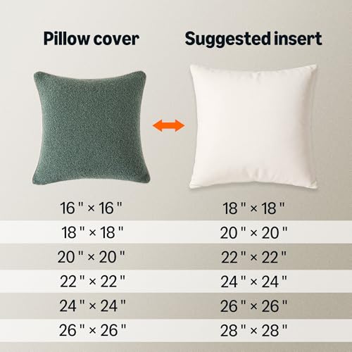 Boucle Throw Pillow Covers for Couch (Green / 24" x 24" (Pack of 2))
