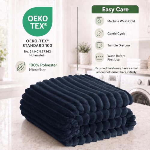 Navy Blue Throw Blanket for Couch (Navy Blue / Throw (50" x 60"))