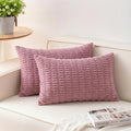 Pack of 2 Corduroy Decorative Throw Pillow Covers 12x24 Inch (Pink / 24" x 12" (Pack of 2))