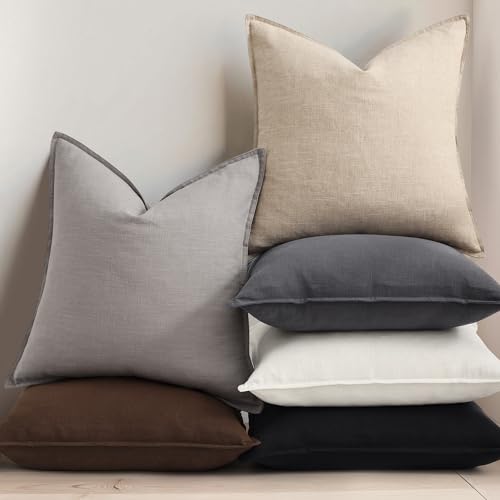 Fall Cream White Linen Throw Pillow Covers 26x26 Set of 2 (Cream White / 26" x 26" (Pack of 2))