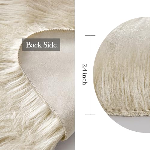 Fluffy Area Rug 2'x3' Cloud Faux Fur Sheepskin Rug for Bedroom Beige (2' x 3' (Cloud) / Beige)