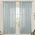 Linen Blended Curtains for Bedroom (Greyish Blue / 52"W x 72"L (Pack of 2))