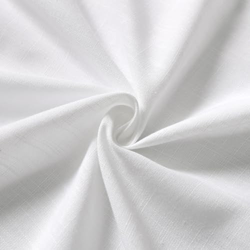 Off White Linen Sheer Curtains 54 Inch Length 2 Panel Set Back Tab Pocket Semi Sheer Light Filtering Short Curtain Soft Elegant Aesthetic Small Window Drapes for Bathroom 52x54 inches Long (52"W x 54"L (Pack of 2) / White)