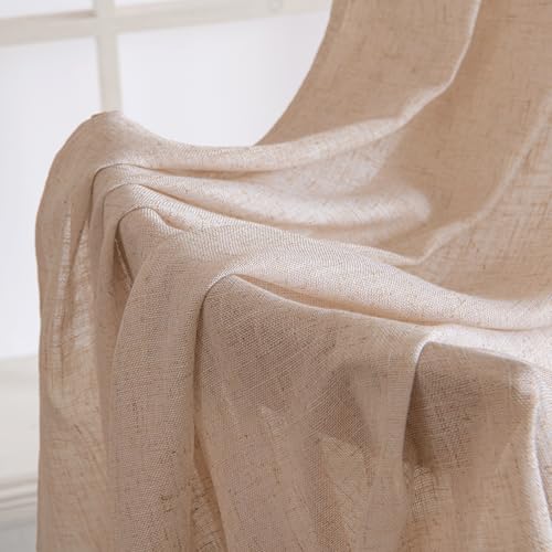 Natural Beige Linen Curtains 52x54 Inch Long for Bedroom Living Room (52"W x 54"L (Pack of 2) / Natural Beige)