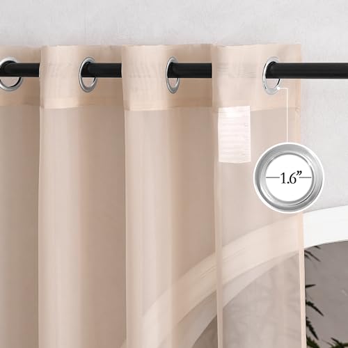 Voile Sheer Curtains 63 inch Length (Taupe / 54"W x 63"L (Pack of 2))