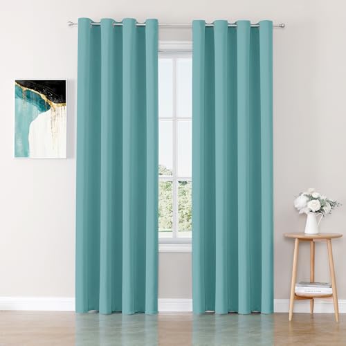 Blackout Curtains for Bedroom and Living Room 120 Inches Long (52"W x 120"L (Pack of 2) / Aqua)