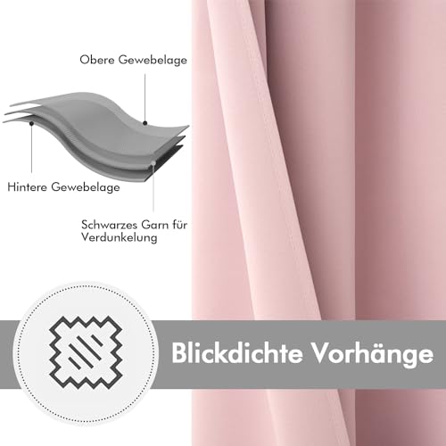 Light Pink Short Blackout Bedroom Curtains 54 Inch Long 52"x54" (Light Pink / 52"W x 54"L (Pack of 2))