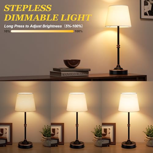 Rechargeable Cordless Table Lamp Antique Black (Oil-Rubbed Antique Black / 2 Pack - 15.6in)