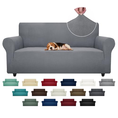 Super Stretch Couch Cover (Light Grey / Large (72"-92"))