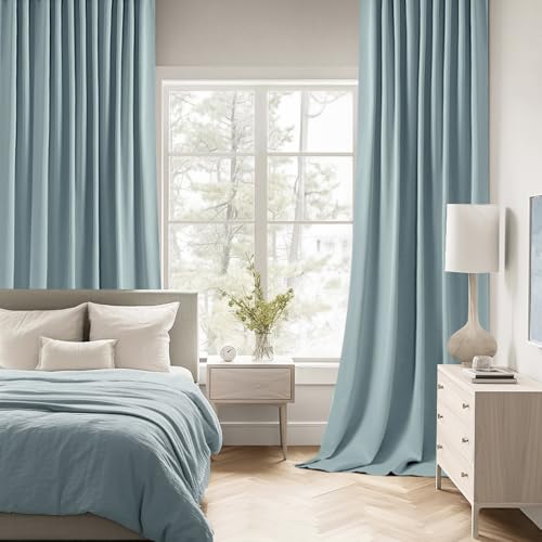 Slate Blue Back Tab Blackout Curtains 52x96 Inch Long 2 Panels Set (Slate Blue / 52"W x 96"L (Pack of 2))