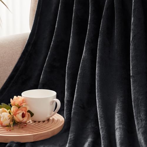 Soft Fleece Blanket Twin Size for Bed (Black / Twin (60" x 80"))