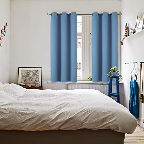 Short Curtains for Small Window 54 Inch Long (Faded Denim / 38"W x 54"L (Pack of 2))