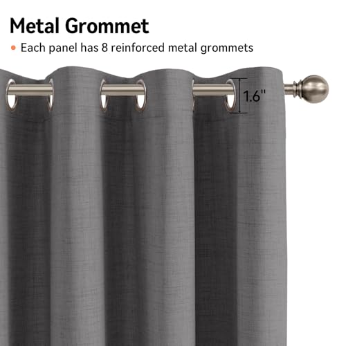 100% Blackout Linen Curtains 90 Inch Long 2 Panels Set (Graphite | Dark Gray / 50"W x 90"L (Pack of 2))