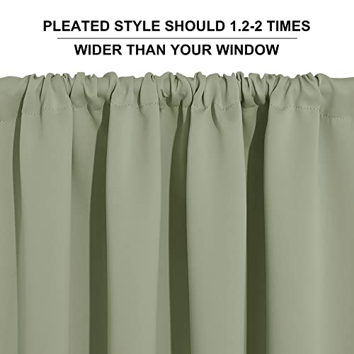 Large Blackout Curtains for Bedroom Living Room 84 inches Long (Sage Green / 70"W x 84"L (Pack of 2))