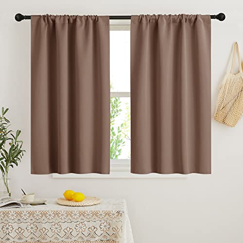 Short Blackout Curtains for Bedroom (Mocha / 34"W x 45"L (Pack of 2))