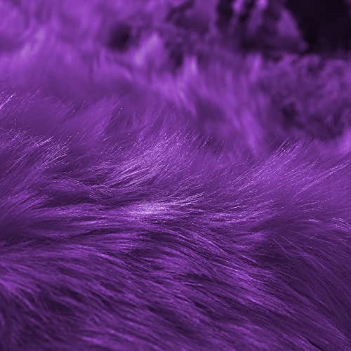 Purple Sheepskin Rug 2x6 Fluffy Fuzzy Furry Runner for Bedroom Bedside Faux Fur Soft Plush Sheepskin (2' x 6' (Sheepskin) / Purple)