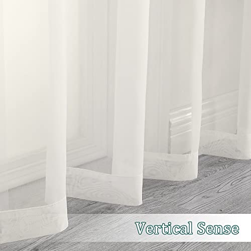 Ivory Sheer Curtains 96 Inch Length 2 Panels Set (Ivory / 42"W x 96"L (Pack of 2))